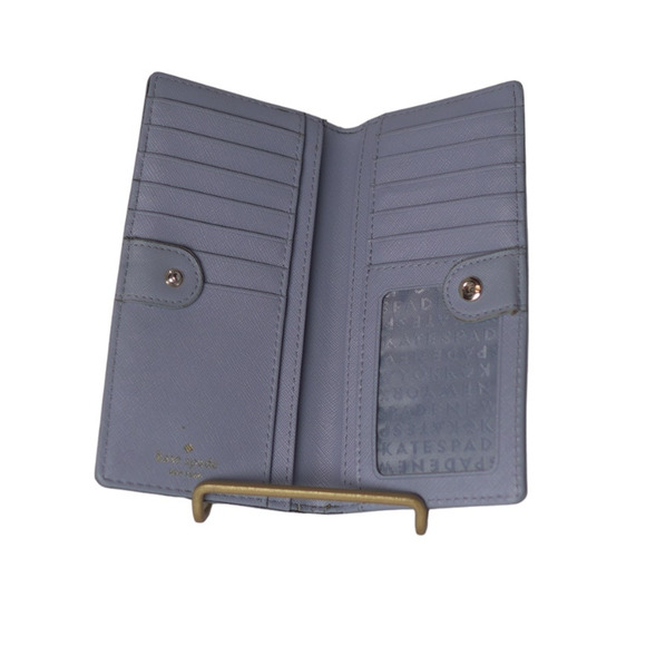 Kate Spade Stacy Bifold Wallet Saffiano Leather Powder Blue Clean Girl Minimal - Picture 3 of 6